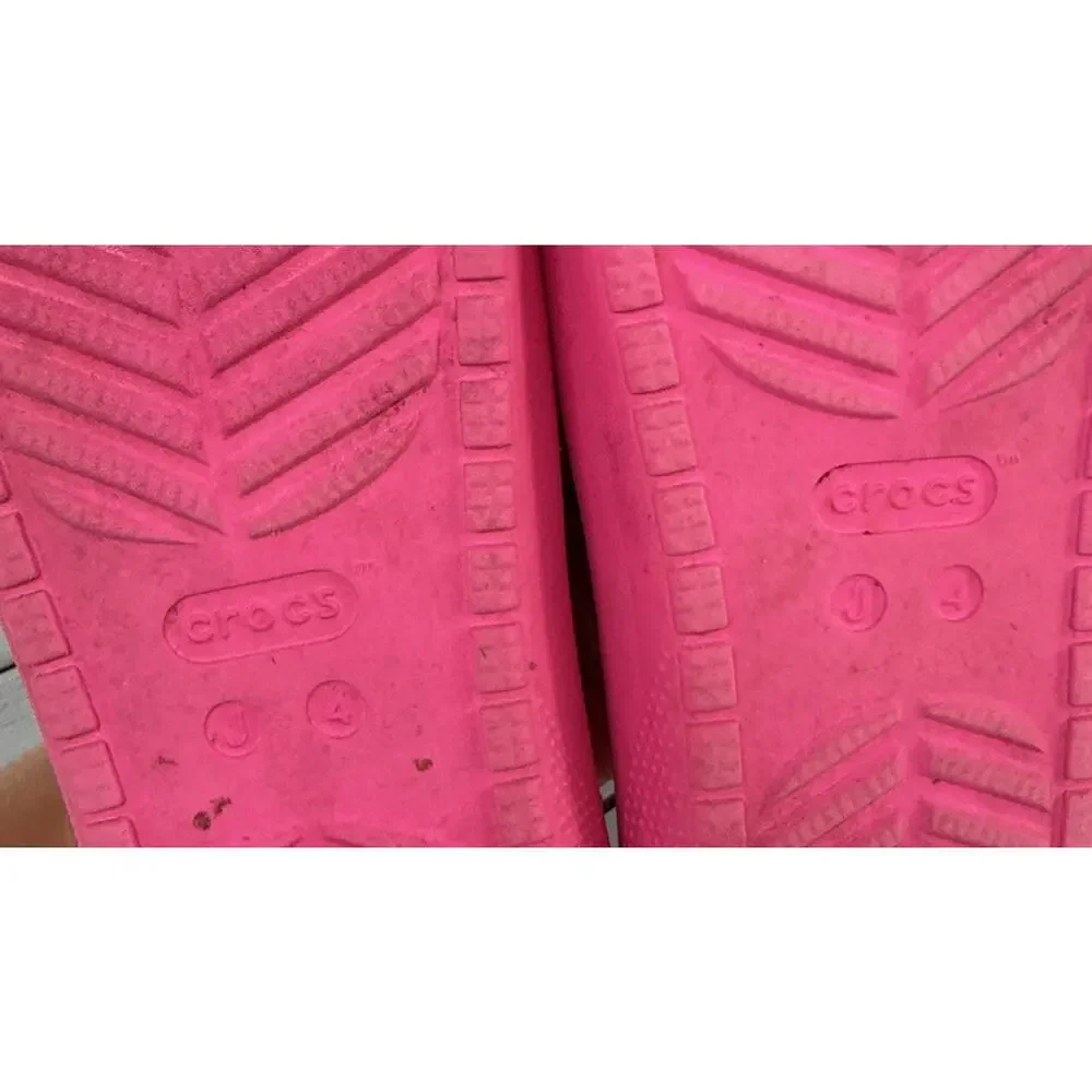 Crocs Classic Slides Pink Slip On Sandals Shoes Hot Pink Kids Youth Size J4